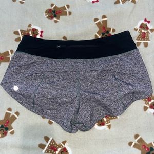 Black and grey lululemon speed up shorts